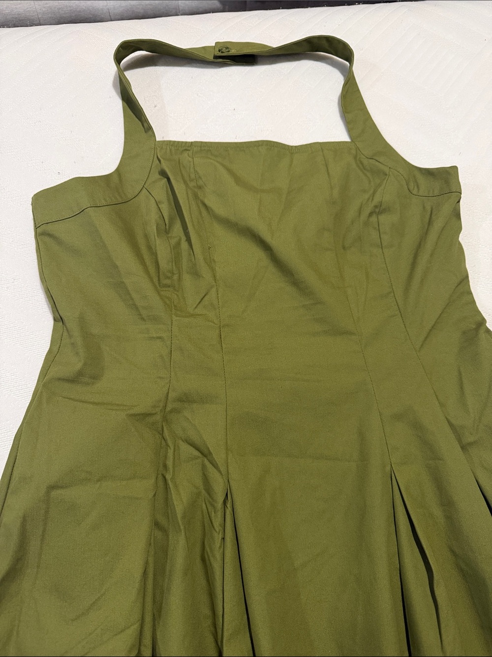 Olive Green Halter Mid-Length Women's Dress - Picture 2 of 5